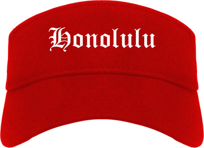 Honolulu Hawaii HI Old English Mens Visor Cap Hat Red