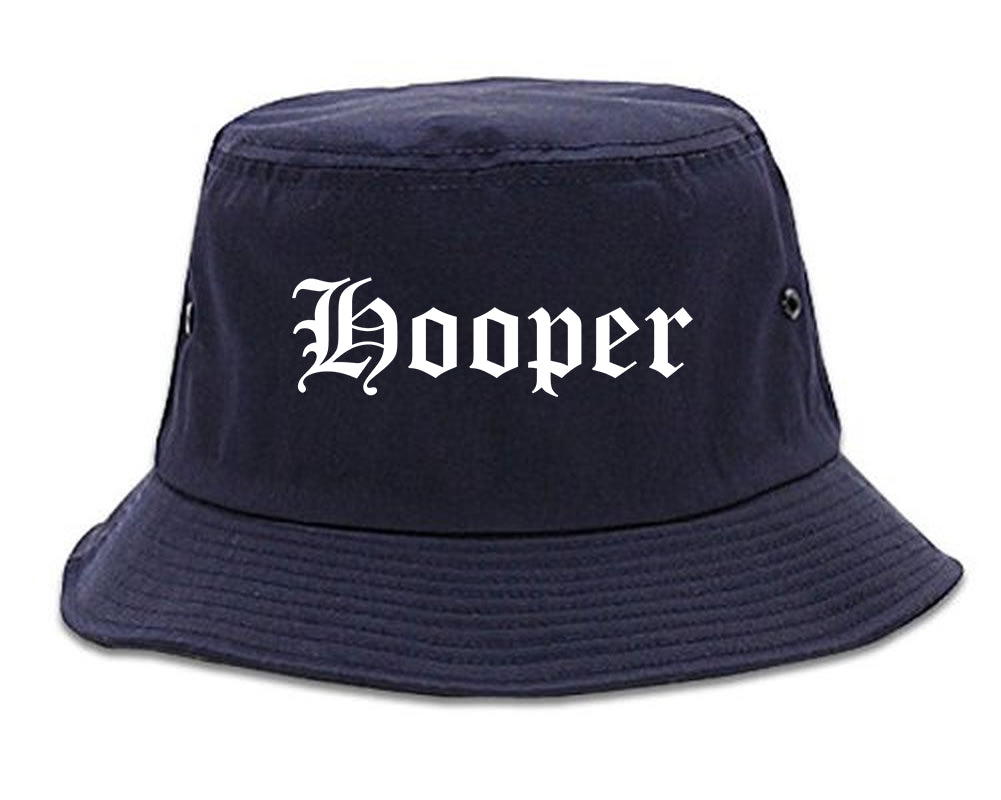 Hooper Utah UT Old English Mens Bucket Hat Navy Blue