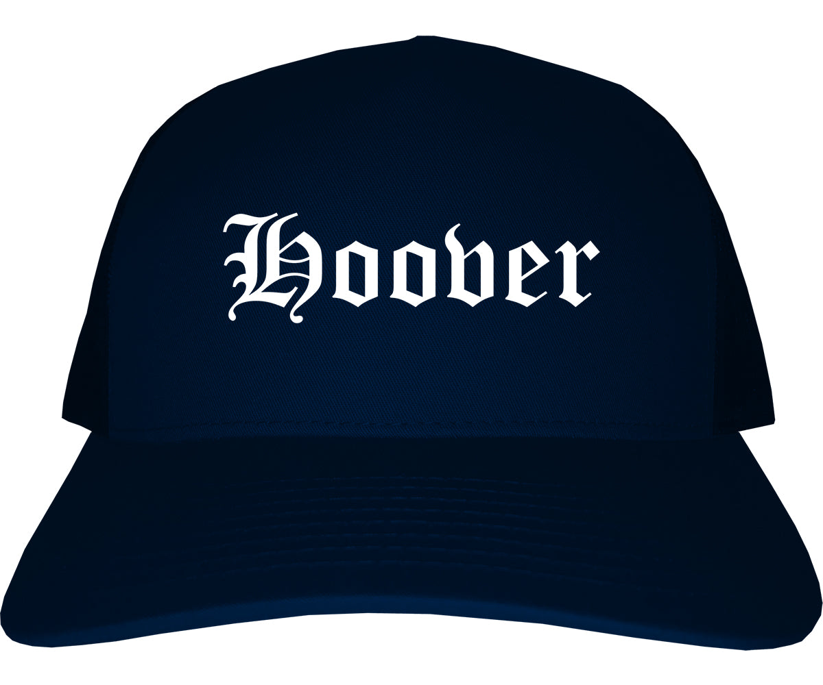 Hoover Alabama AL Old English Mens Trucker Hat Cap Navy Blue