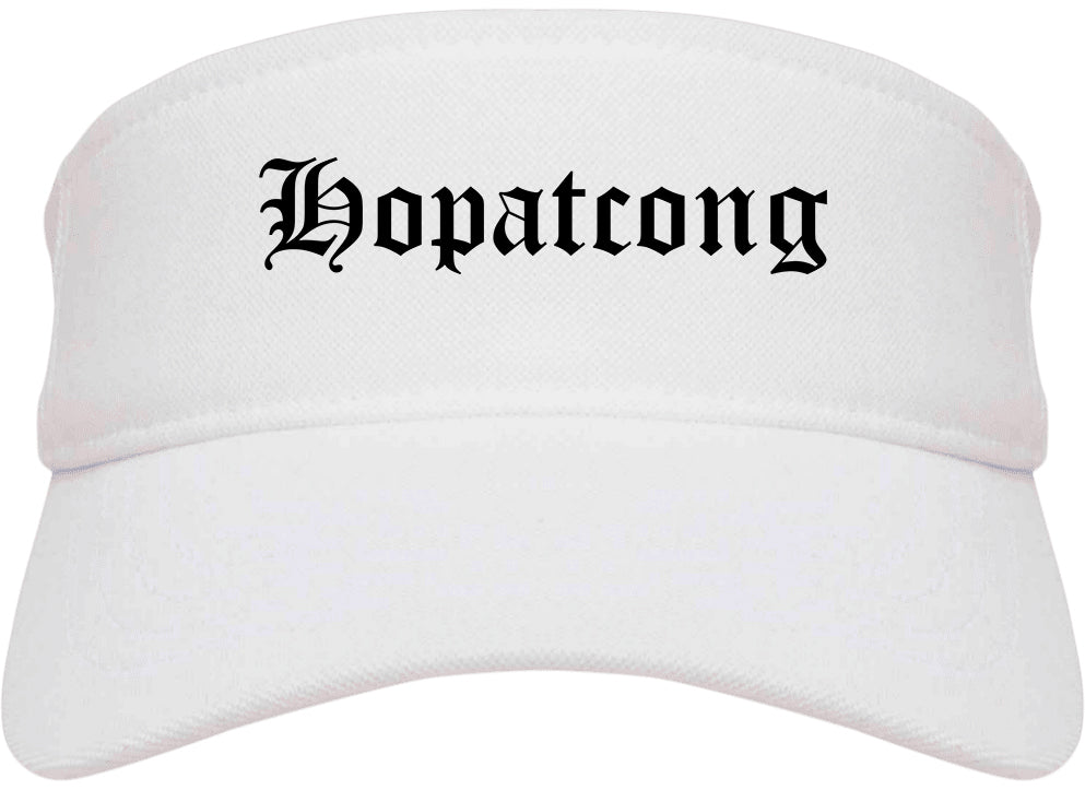 Hopatcong New Jersey NJ Old English Mens Visor Cap Hat White