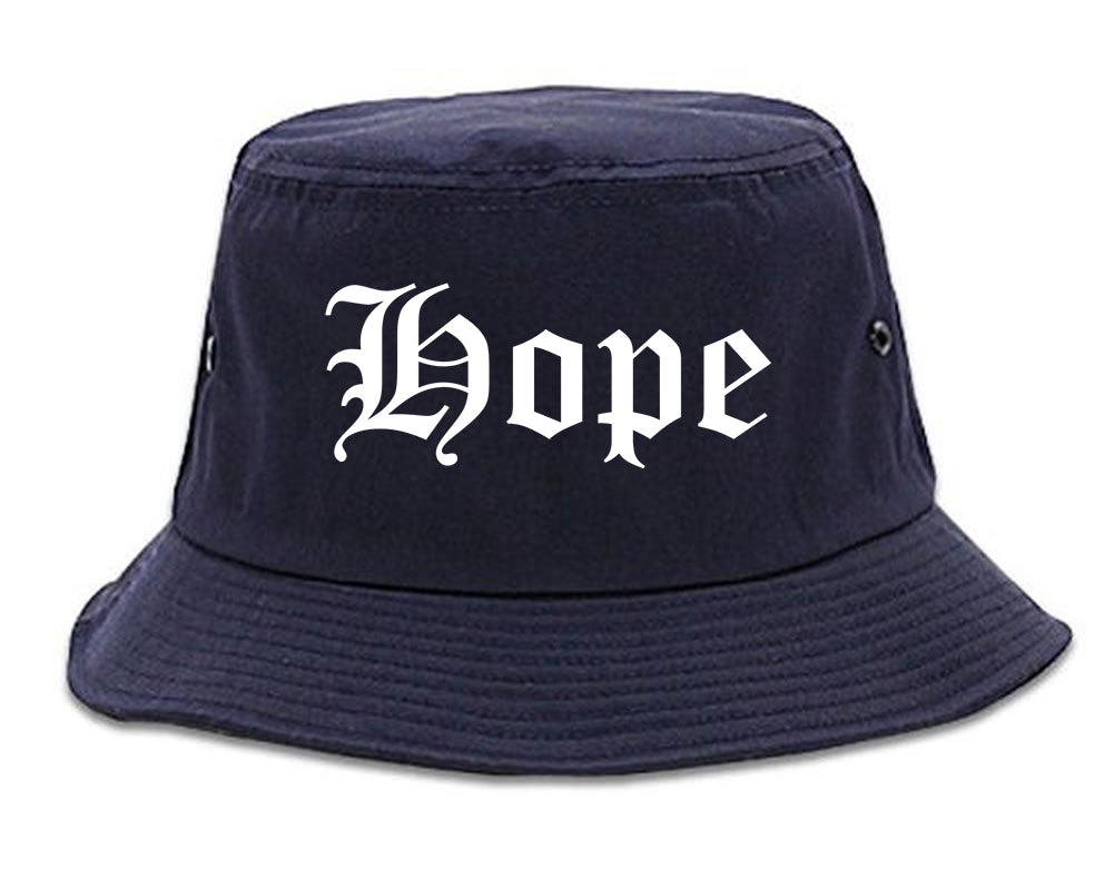 Hope Arkansas AR Old English Mens Bucket Hat Navy Blue