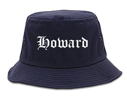 Howard Wisconsin WI Old English Mens Bucket Hat Navy Blue