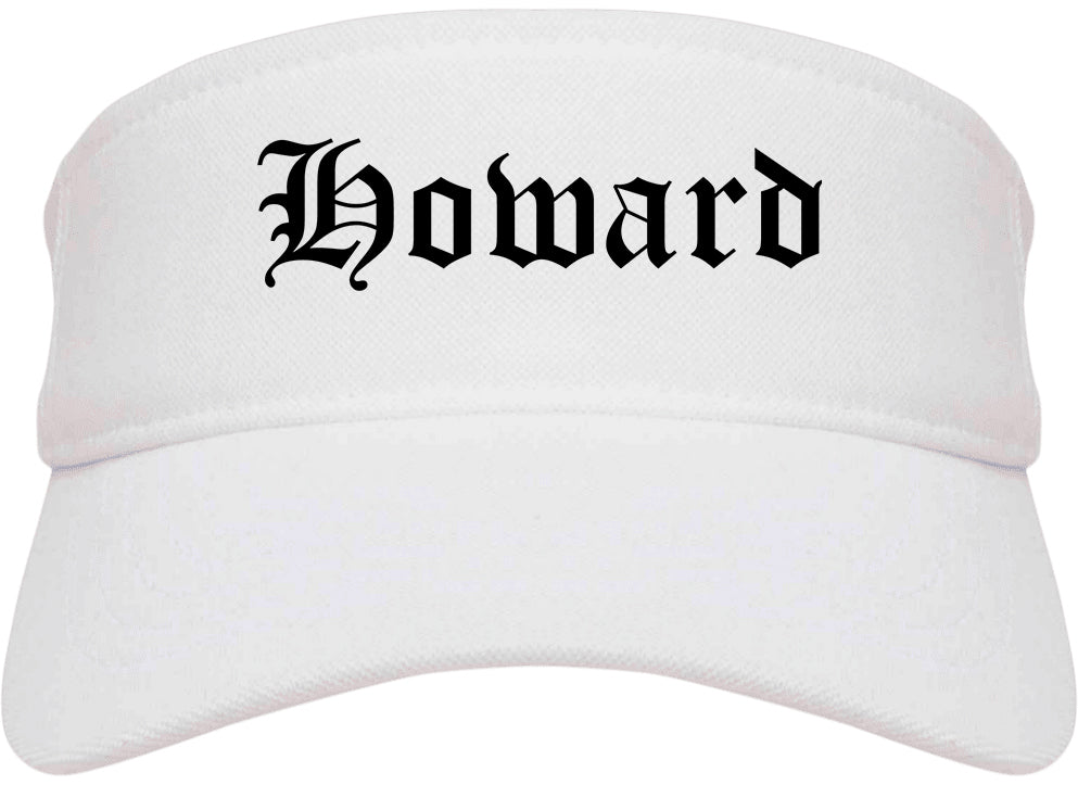 Howard Wisconsin WI Old English Mens Visor Cap Hat White