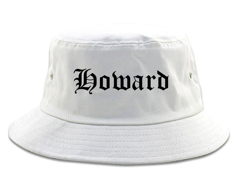 Howard Wisconsin WI Old English Mens Bucket Hat White