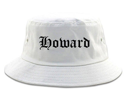 Howard Wisconsin WI Old English Mens Bucket Hat White
