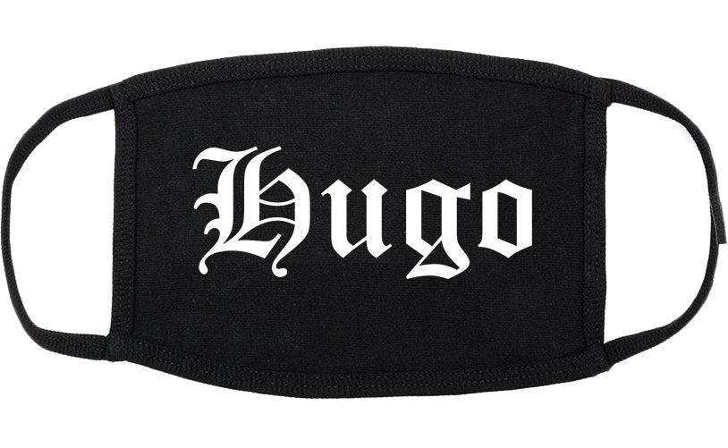 Hugo Oklahoma OK Old English Cotton Face Mask Black