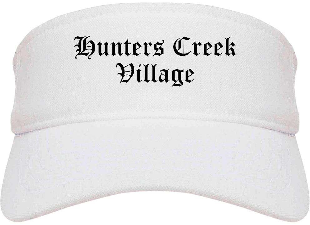 Hunters Creek Village Texas TX Old English Mens Visor Cap Hat White
