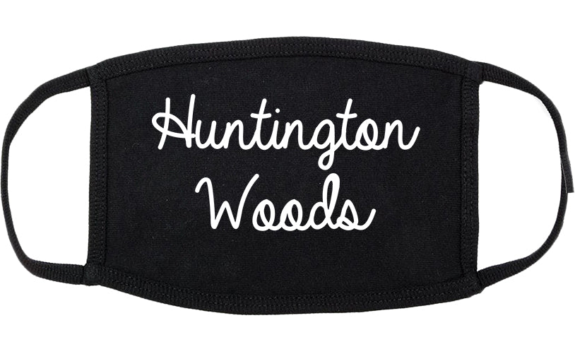 Huntington Woods Michigan MI Script Cotton Face Mask Black