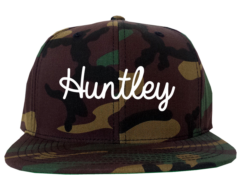 Huntley Illinois IL Script Mens Snapback Hat Army Camo
