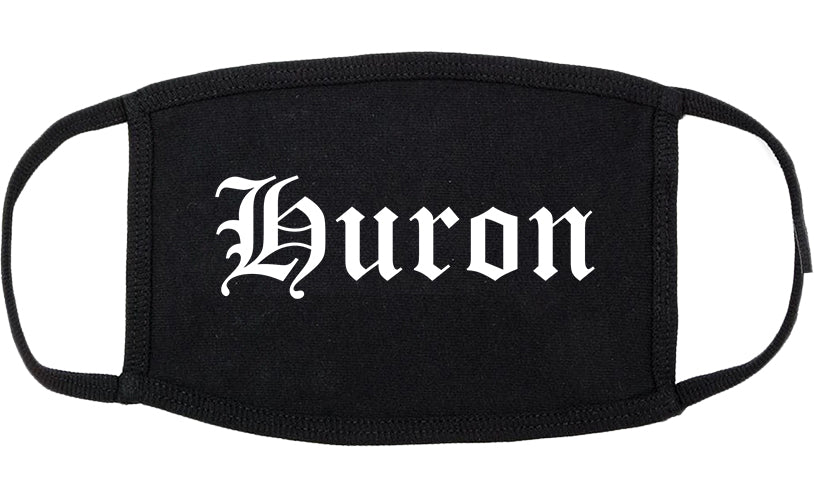 Huron California CA Old English Cotton Face Mask Black