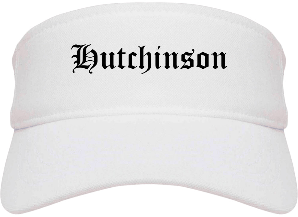 Hutchinson Kansas KS Old English Mens Visor Cap Hat White
