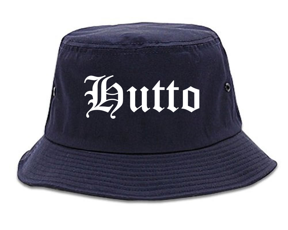 Hutto Texas TX Old English Mens Bucket Hat Navy Blue