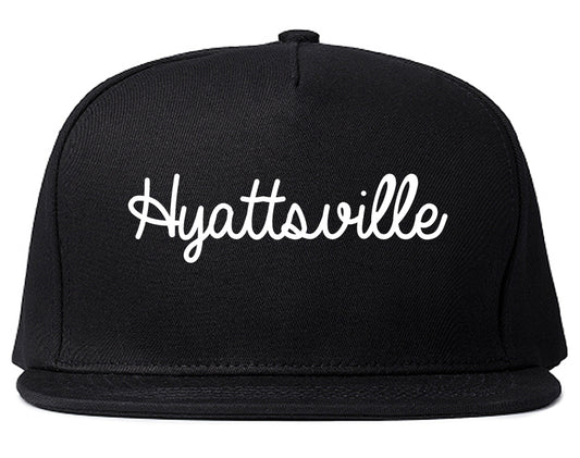 Hyattsville Maryland MD Script Mens Snapback Hat Black