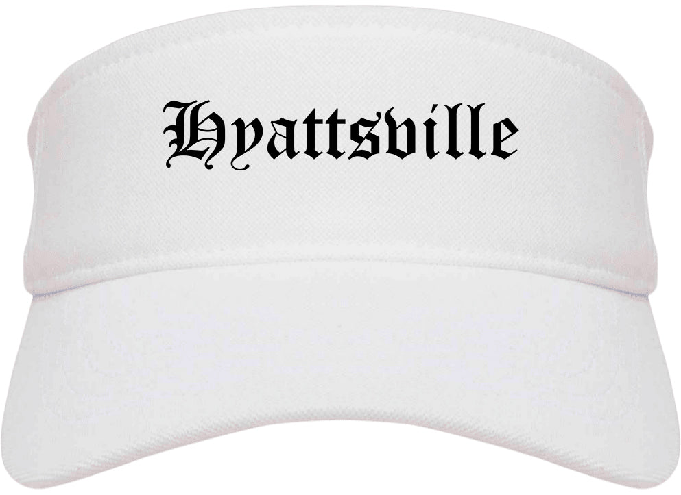 Hyattsville Maryland MD Old English Mens Visor Cap Hat White
