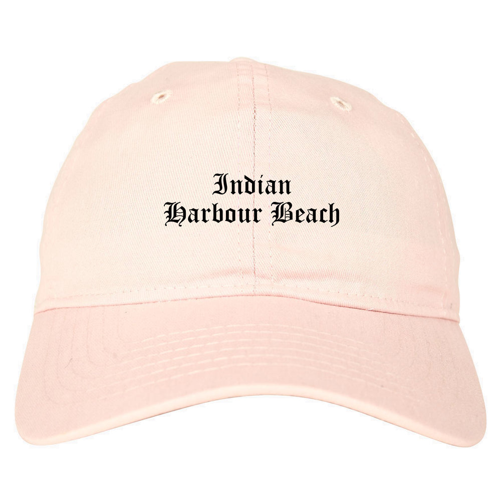 Indian Harbour Beach Florida FL Old English Mens Dad Hat Baseball Cap Pink