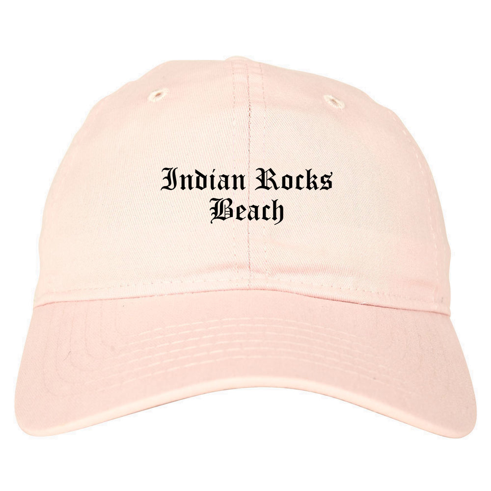 Indian Rocks Beach Florida FL Old English Mens Dad Hat Baseball Cap Pink