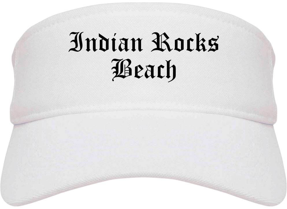 Indian Rocks Beach Florida FL Old English Mens Visor Cap Hat White