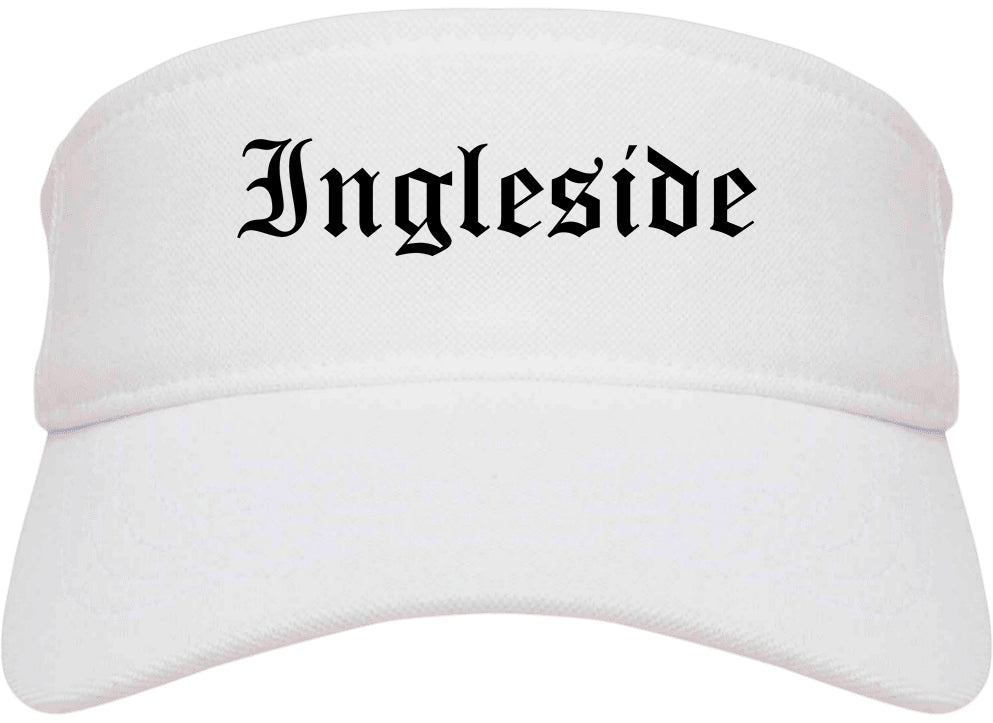 Ingleside Texas TX Old English Mens Visor Cap Hat White