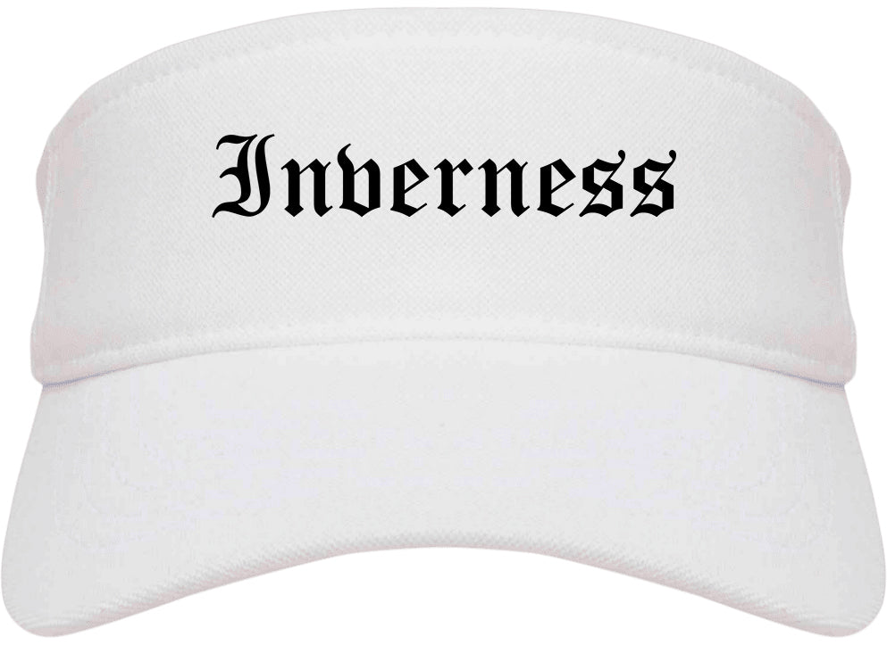 Inverness Florida FL Old English Mens Visor Cap Hat White