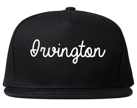 Irvington New York NY Script Mens Snapback Hat Black
