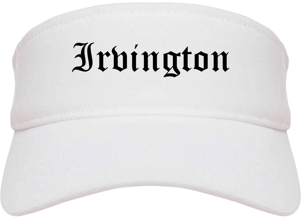 Irvington New York NY Old English Mens Visor Cap Hat White