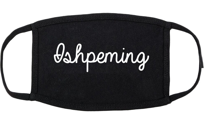 Ishpeming Michigan MI Script Cotton Face Mask Black