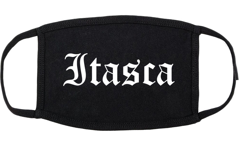 Itasca Illinois IL Old English Cotton Face Mask Black