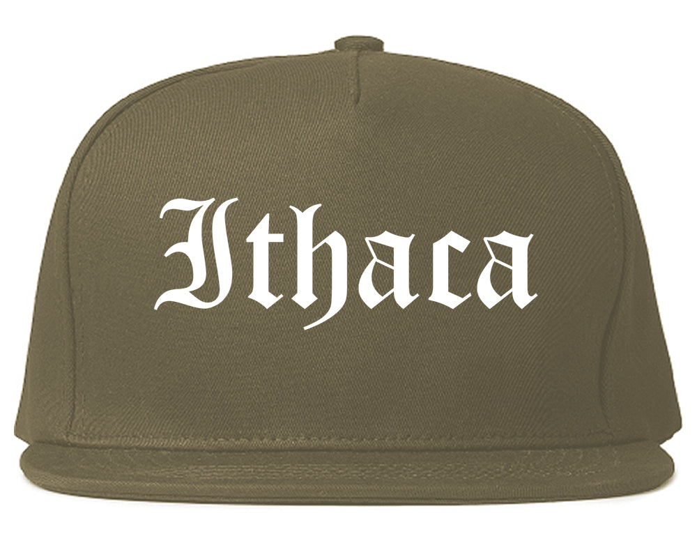 Ithaca New York NY Old English Mens Snapback Hat Grey