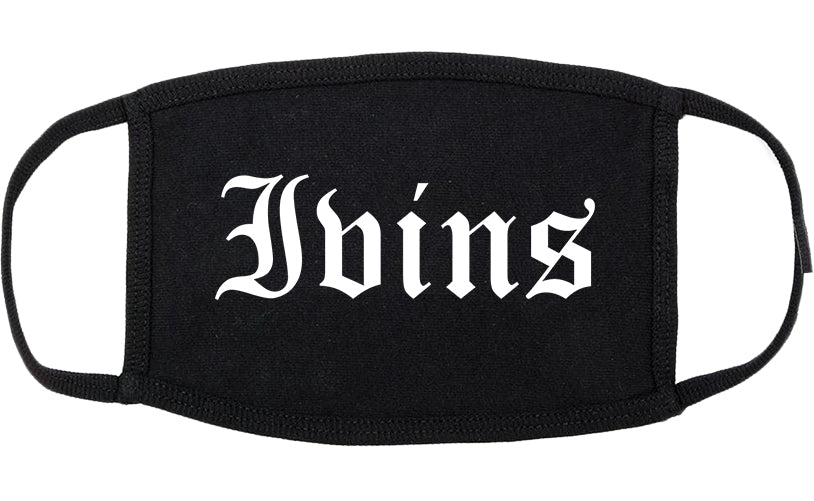 Ivins Utah UT Old English Cotton Face Mask Black