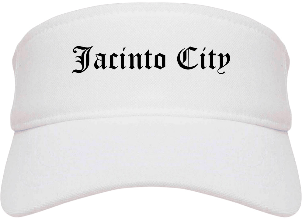 Jacinto City Texas TX Old English Mens Visor Cap Hat White