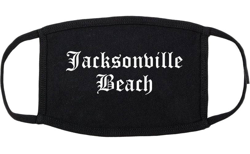 Jacksonville Beach Florida FL Old English Cotton Face Mask Black