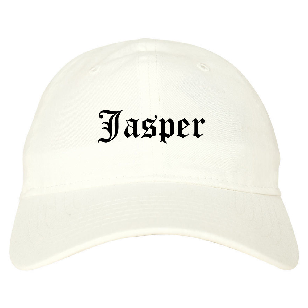Jasper Indiana IN Old English Mens Dad Hat Baseball Cap White