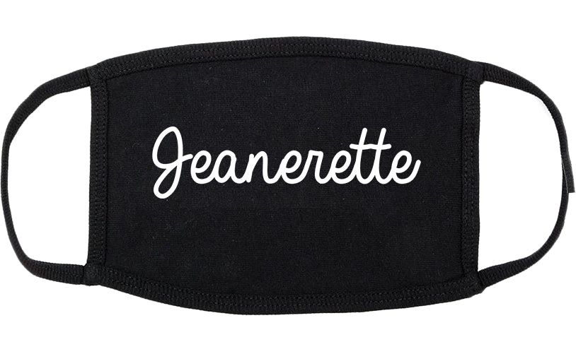 Jeanerette Louisiana LA Script Cotton Face Mask Black