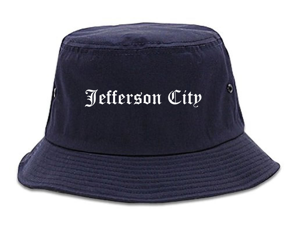 Jefferson City Missouri MO Old English Mens Bucket Hat Navy Blue