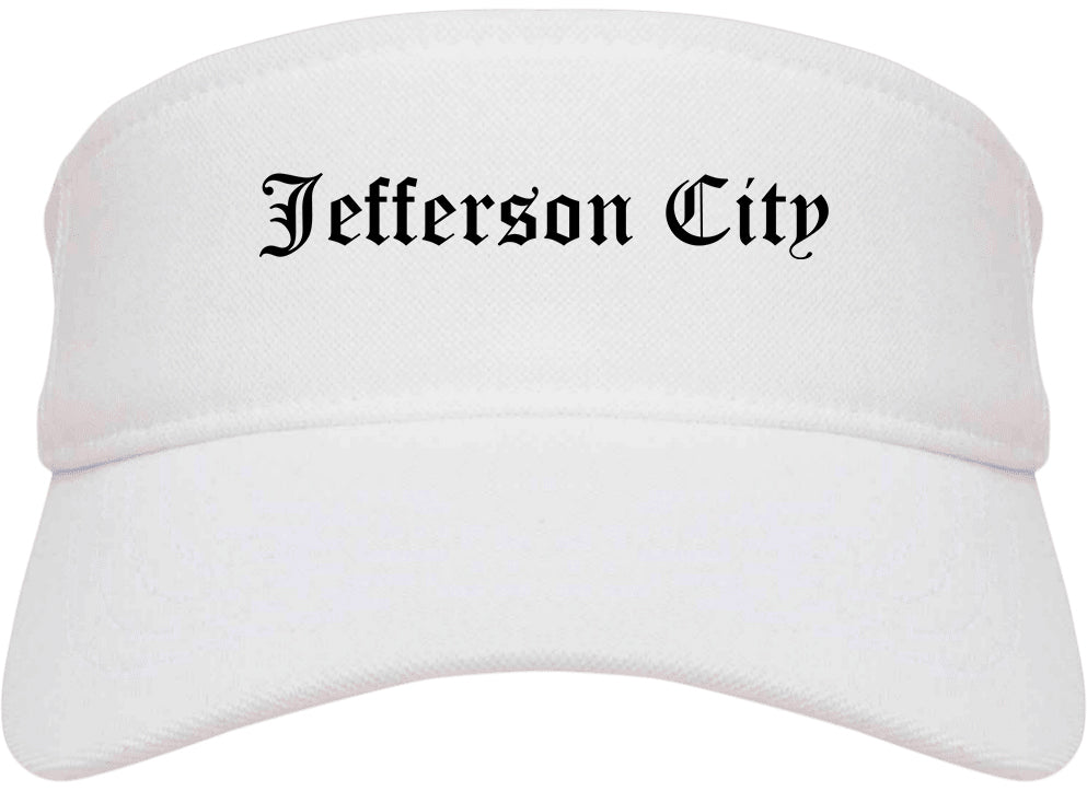 Jefferson City Missouri MO Old English Mens Visor Cap Hat White