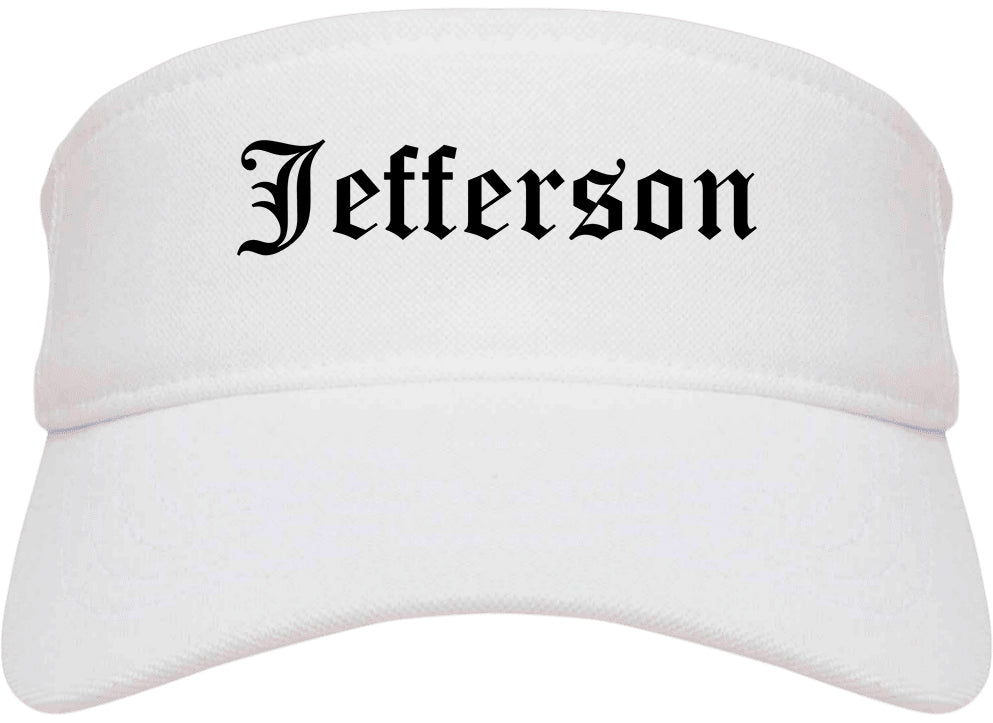 Jefferson Georgia GA Old English Mens Visor Cap Hat White