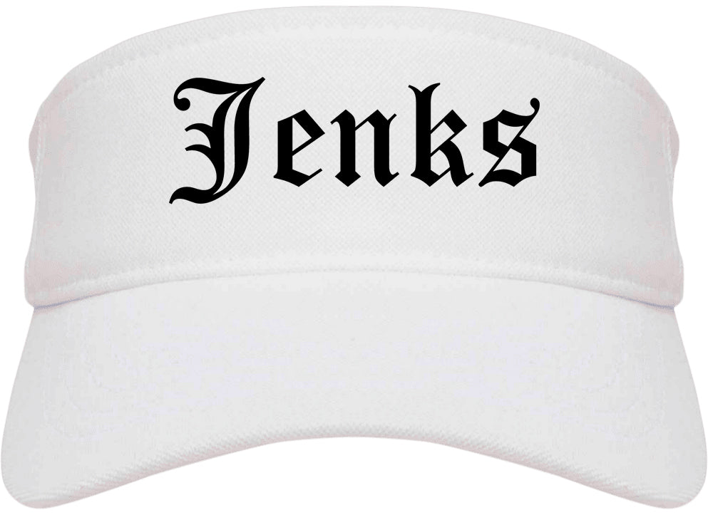 Jenks Oklahoma OK Old English Mens Visor Cap Hat White