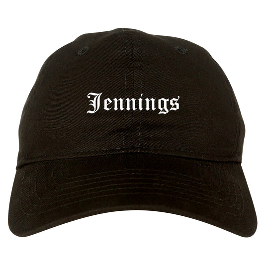 Jennings Louisiana LA Old English Mens Dad Hat Baseball Cap Black