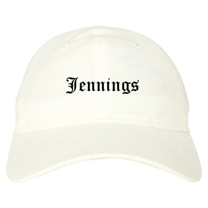 Jennings Louisiana LA Old English Mens Dad Hat Baseball Cap White