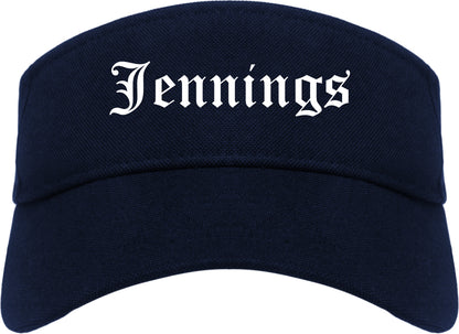 Jennings Missouri MO Old English Mens Visor Cap Hat Navy Blue
