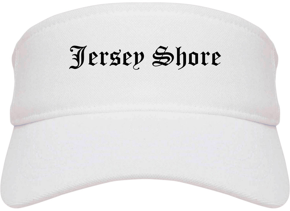 Jersey Shore Pennsylvania PA Old English Mens Visor Cap Hat White