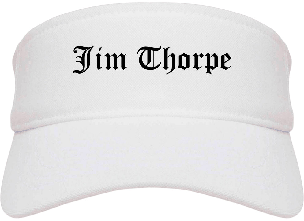 Jim Thorpe Pennsylvania PA Old English Mens Visor Cap Hat White