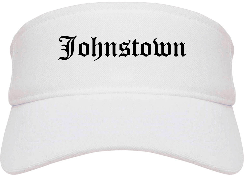 Johnstown Pennsylvania PA Old English Mens Visor Cap Hat White