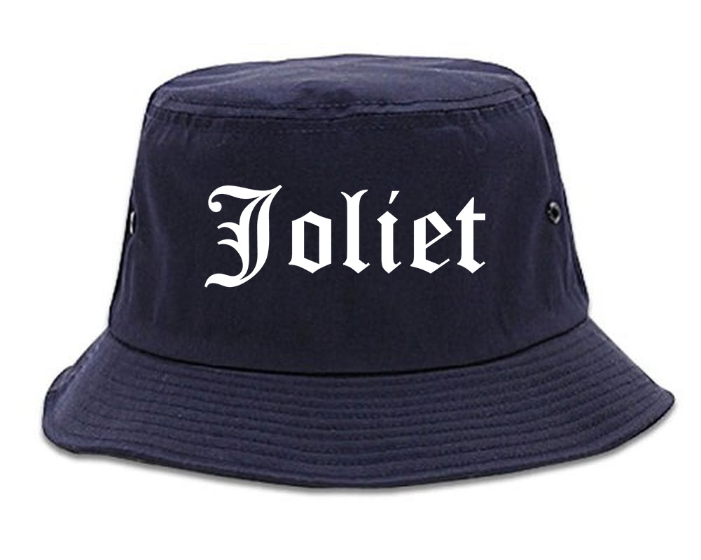 Joliet Illinois IL Old English Mens Bucket Hat Navy Blue