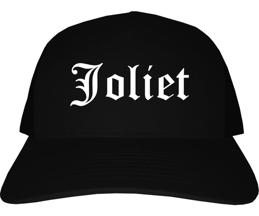 Joliet Illinois IL Old English Mens Trucker Hat Cap Black