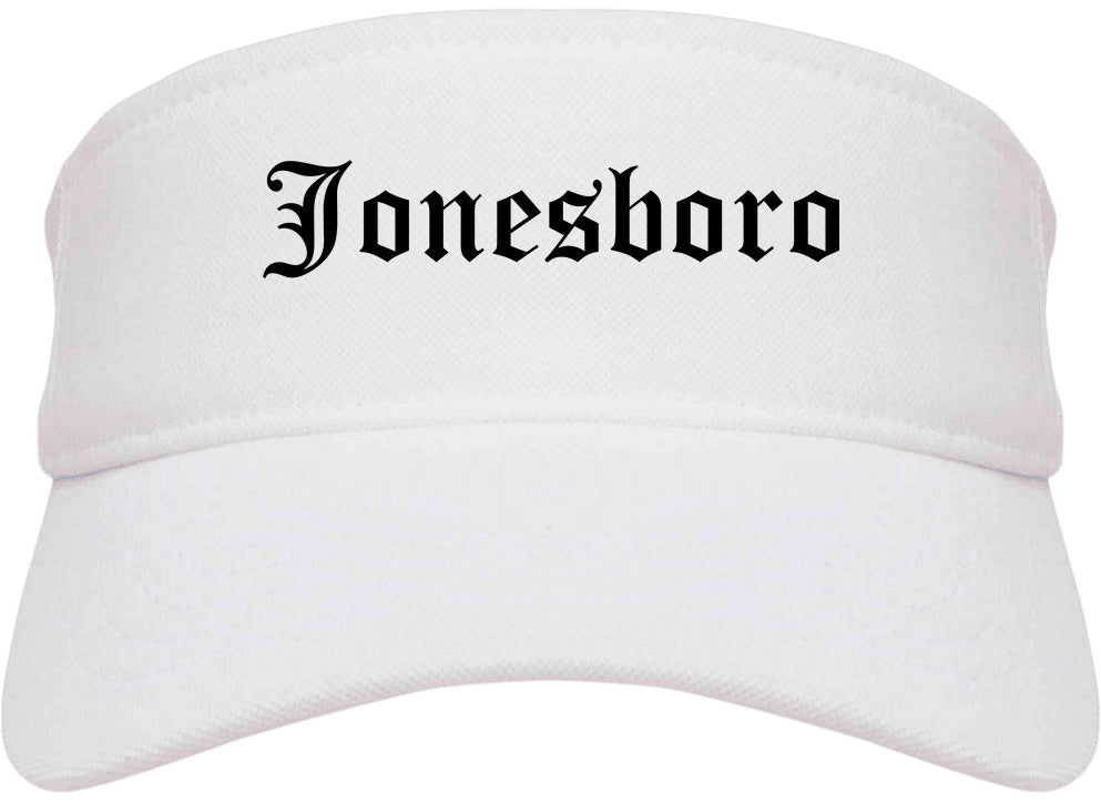 Jonesboro Arkansas AR Old English Mens Visor Cap Hat White