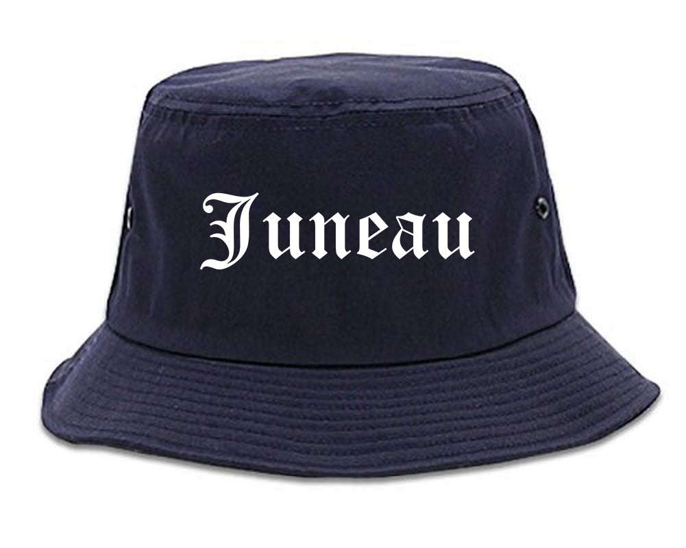 Juneau Alaska AK Old English Mens Bucket Hat Navy Blue