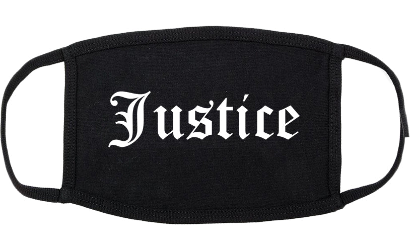 Justice Illinois IL Old English Cotton Face Mask Black