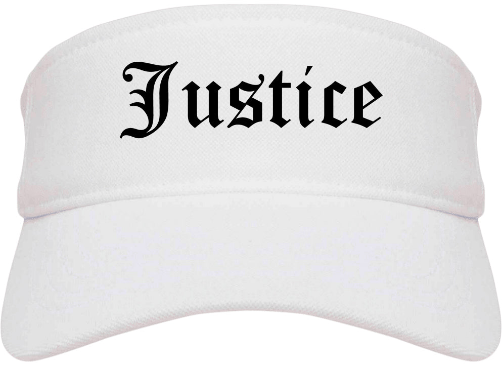 Justice Illinois IL Old English Mens Visor Cap Hat White
