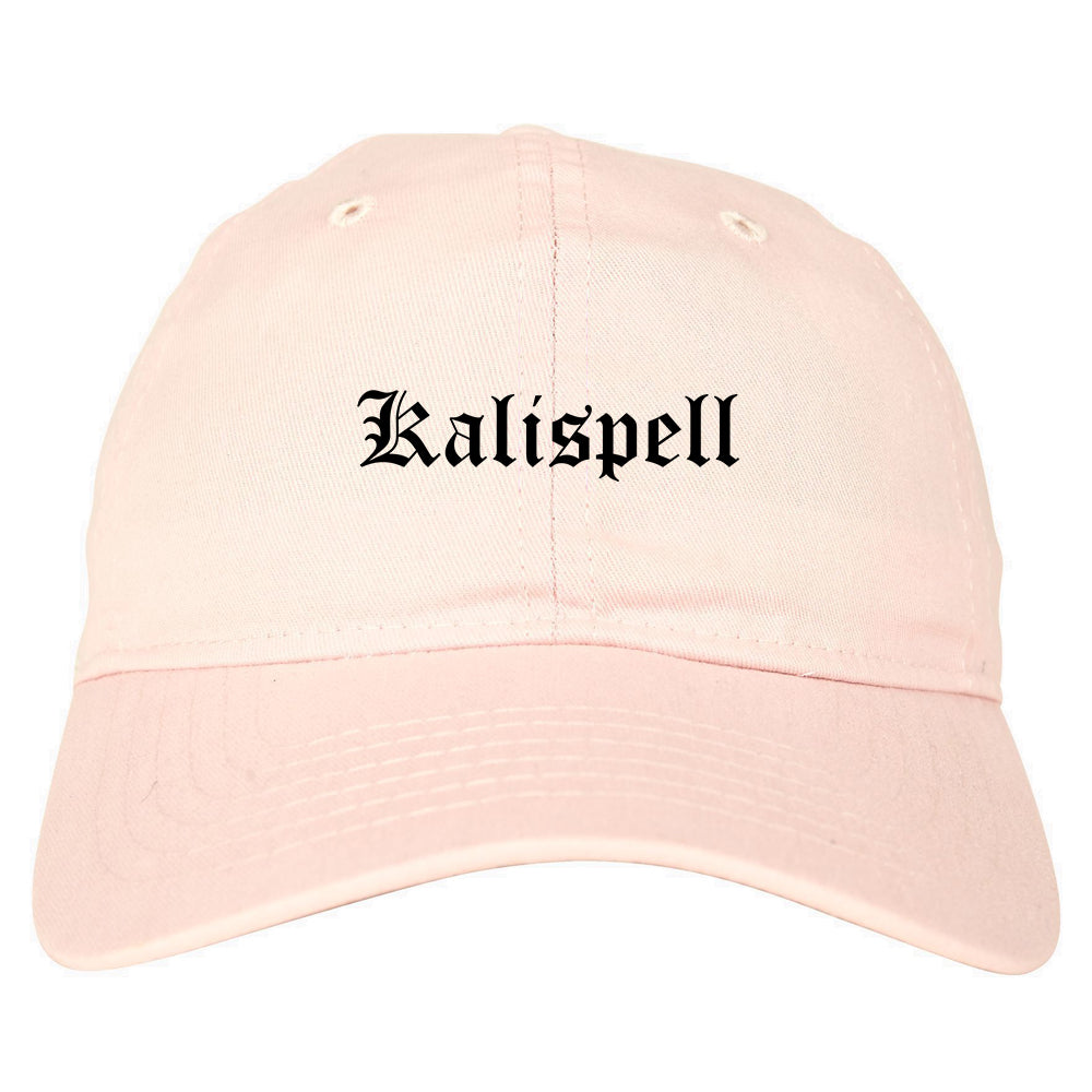 Kalispell Montana MT Old English Mens Dad Hat Baseball Cap Pink